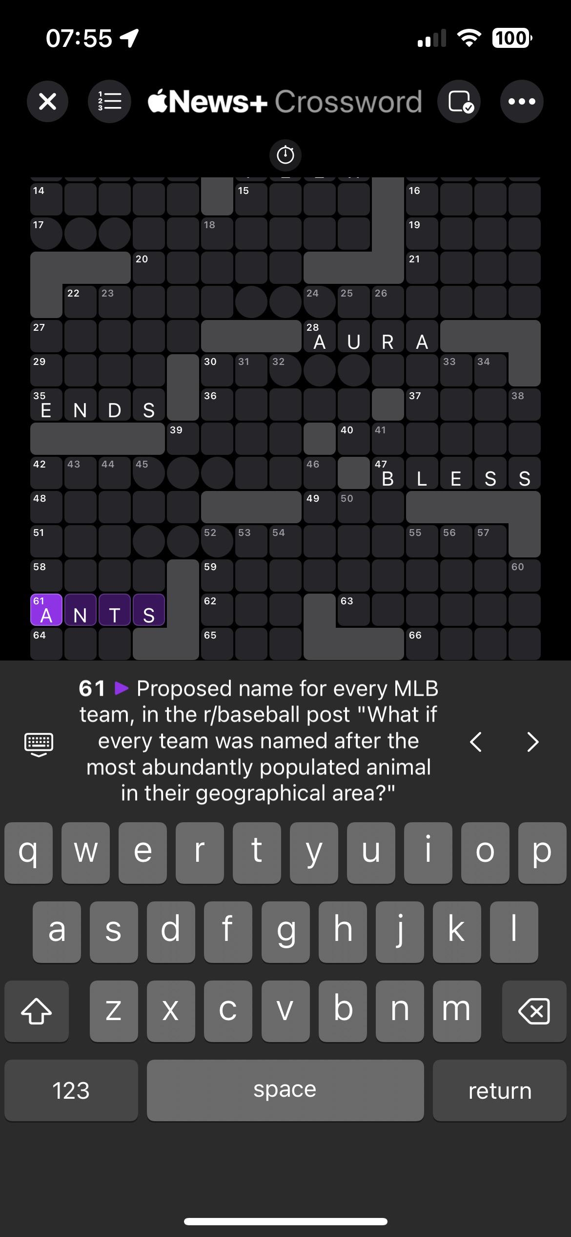 Was Not Expecting To See This While Doing My Crossword R baseball