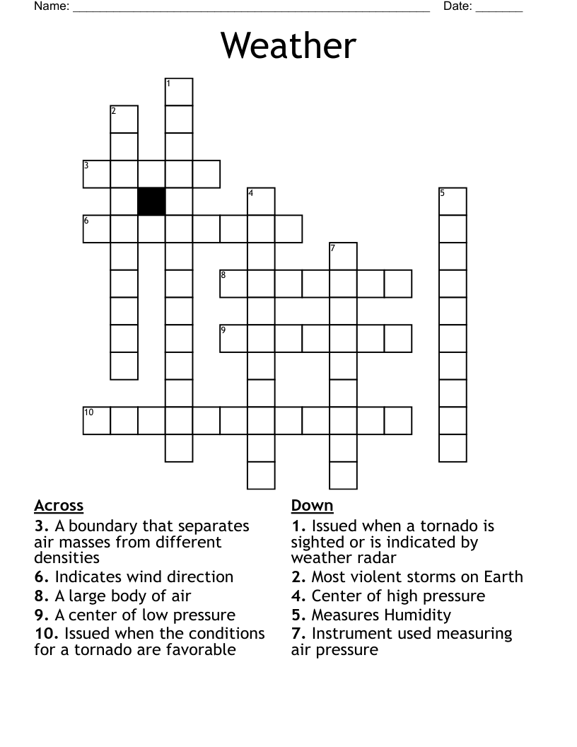 Weather Crossword WordMint