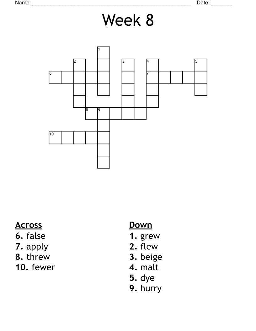 Week 8 Crossword WordMint