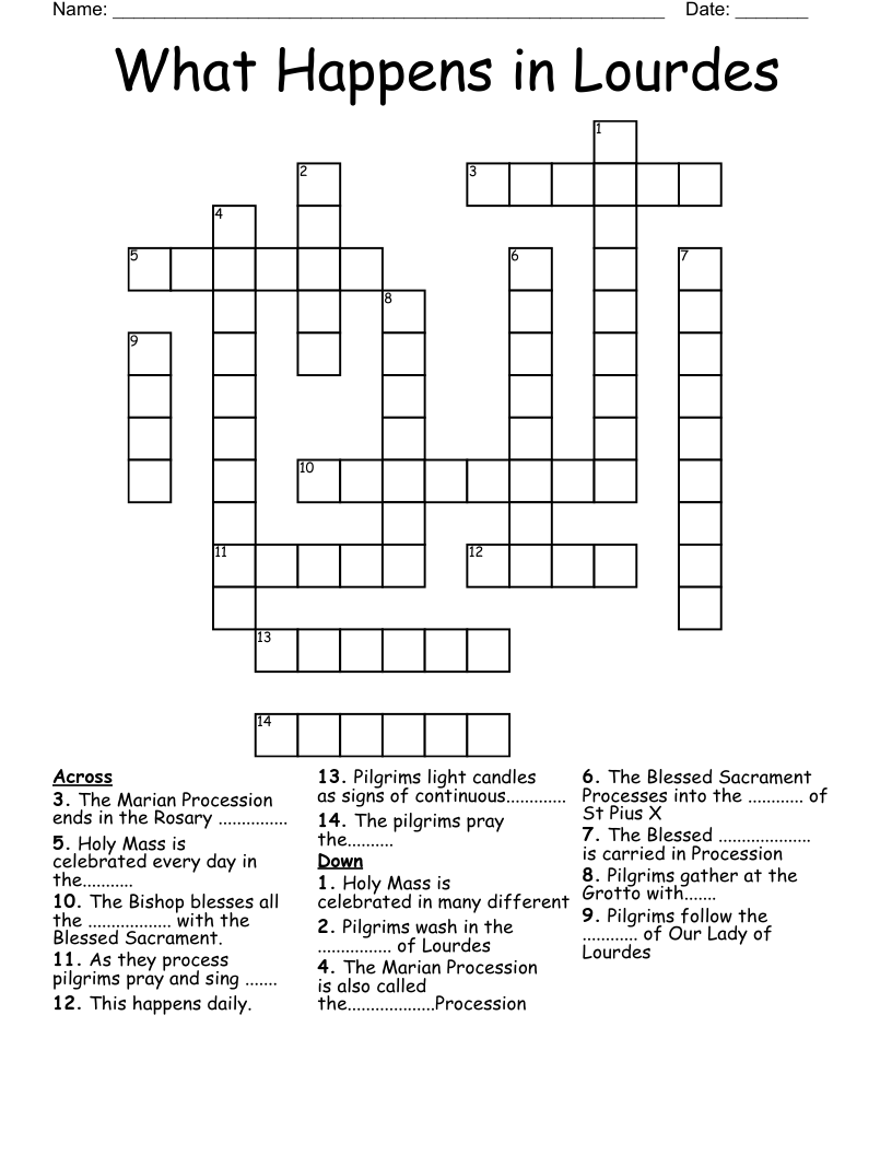 What Happens In Lourdes Crossword WordMint