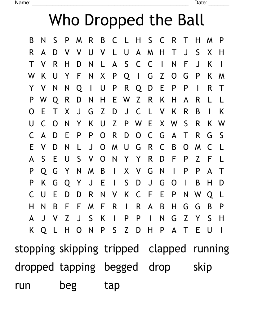 Who Dropped The Ball Word Search WordMint