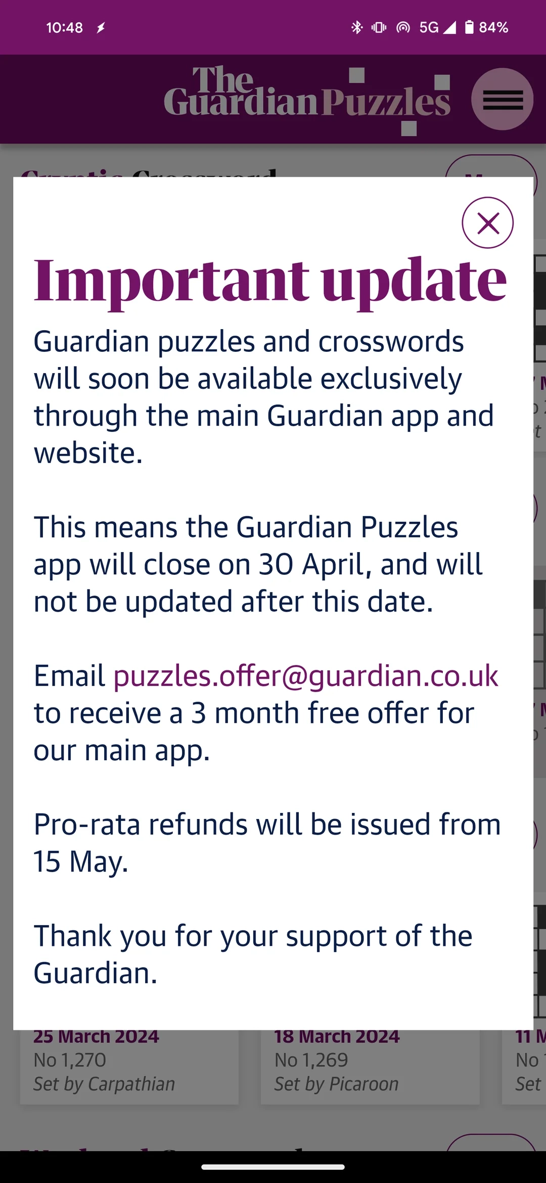 Why Guardian My Partner And I Cooperatively Do The Crossword Using The Guardian s Puzzle App Multiplayer Option Sticking This In The Guardian Main App Means It Goes From 3 A Month To 