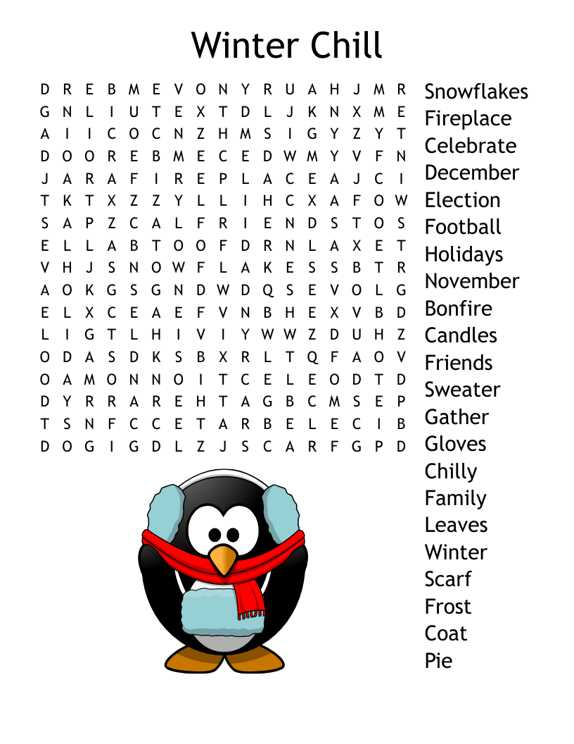 Winter Chill Word Search WordMint