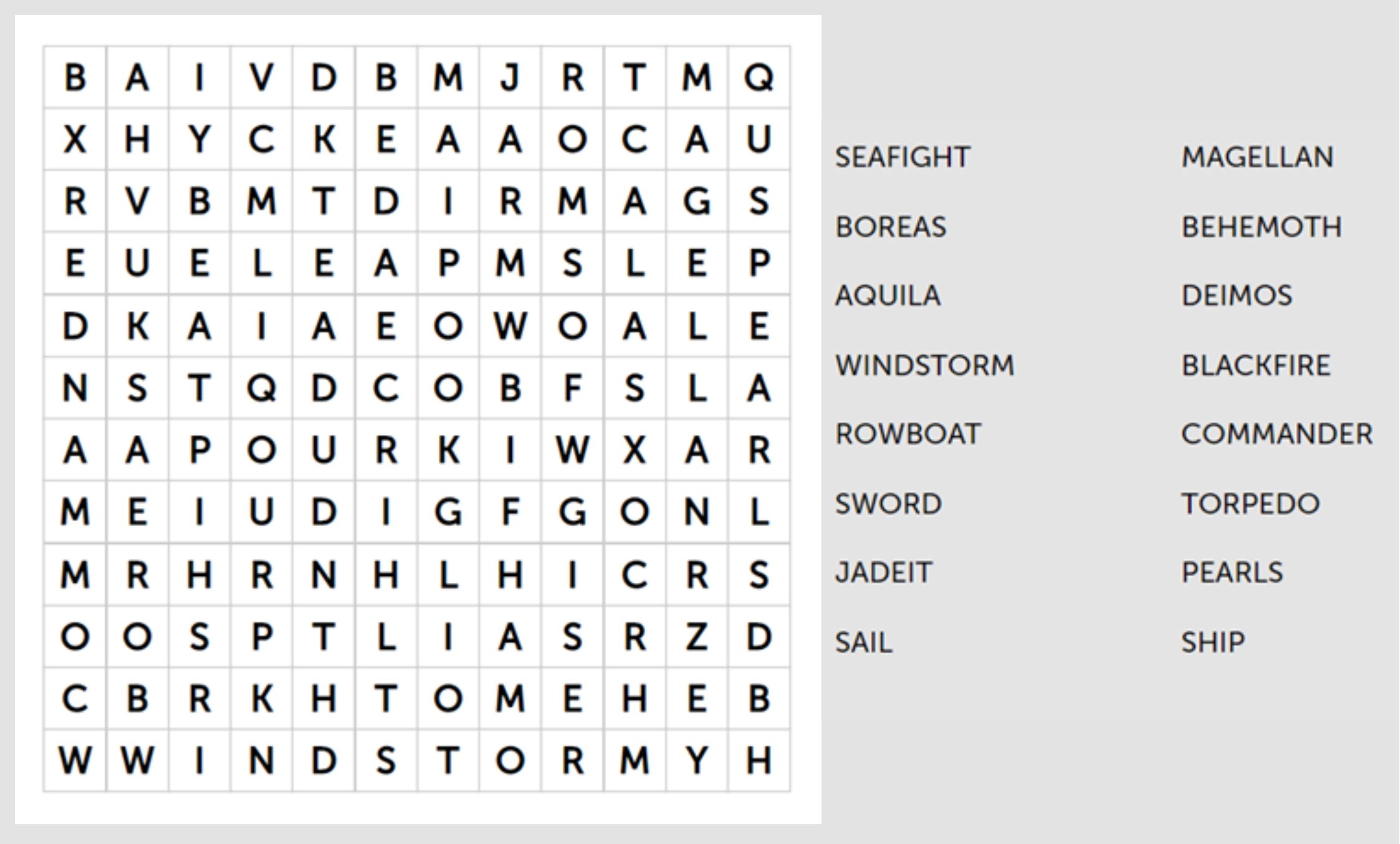 Word Crossout Mini Game Seafight