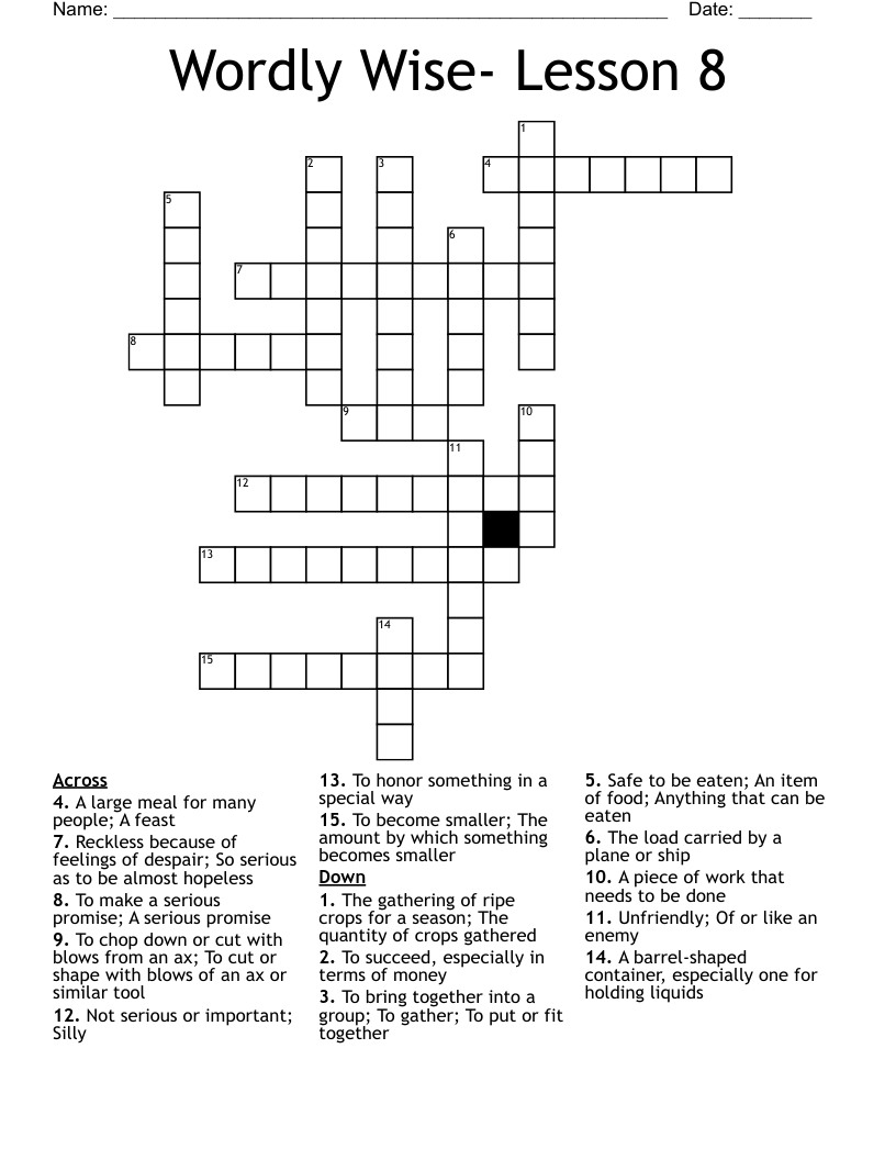 Wordly Wise Lesson 8 Crossword WordMint Wordly Wise Lesson 8 Crossword WordMint