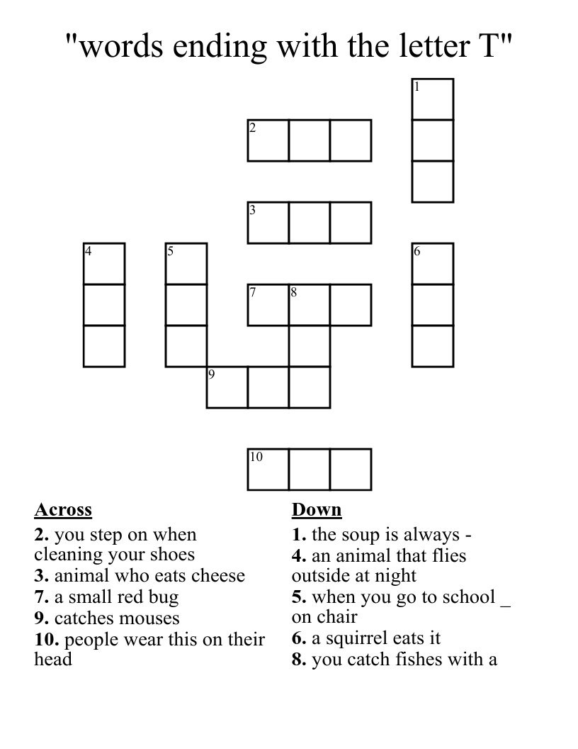 Words Ending With The Letter T Crossword WordMint