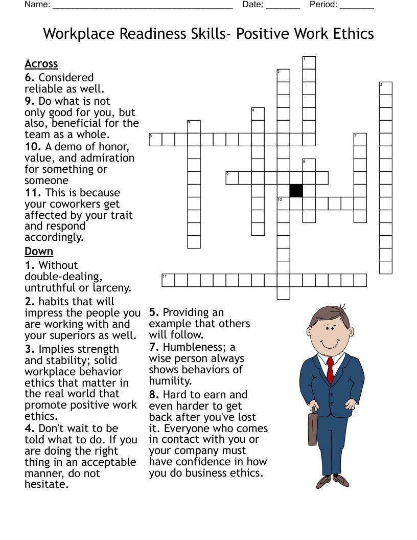 Workplace Readiness Skills Positive Work Ethics Crossword WordMint