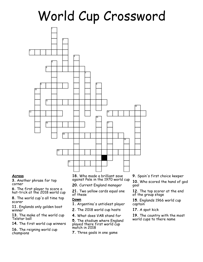 World Cup Crossword WordMint
