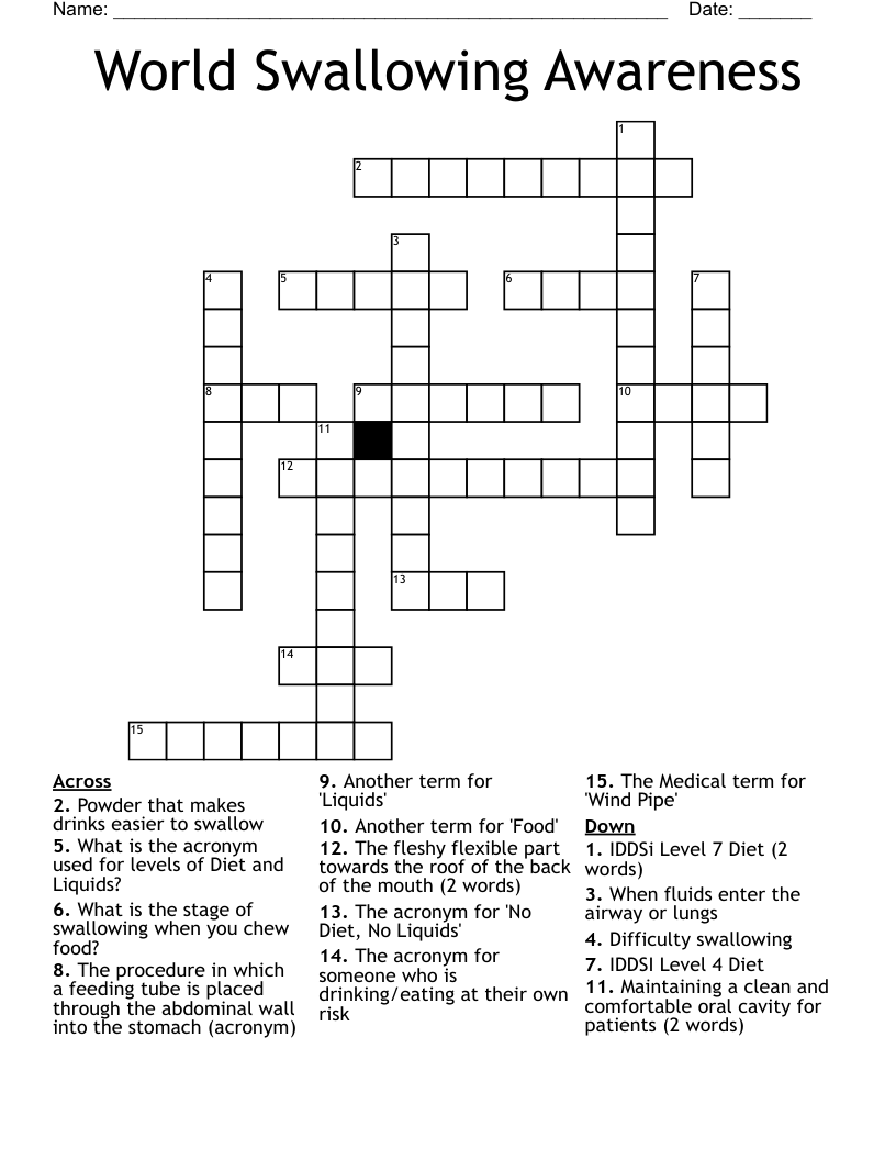 World Swallowing Awareness Crossword WordMint
