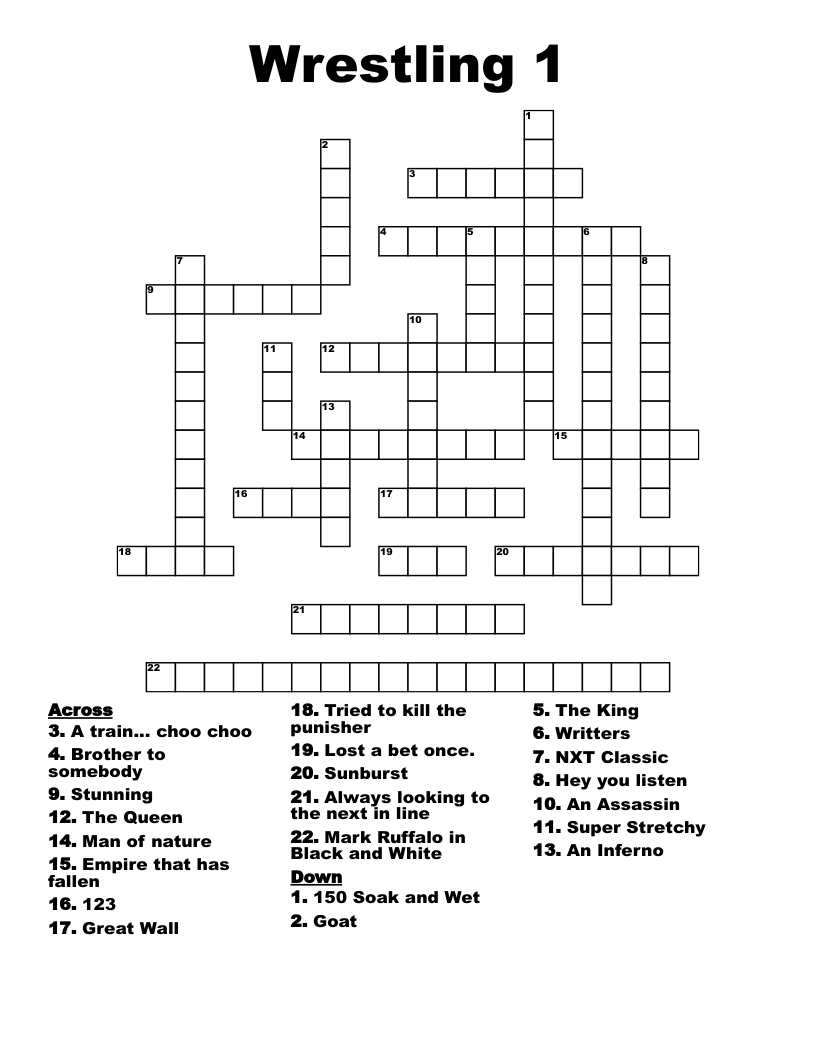 Wrestling 1 Crossword WordMint Wrestling 1 Crossword WordMint